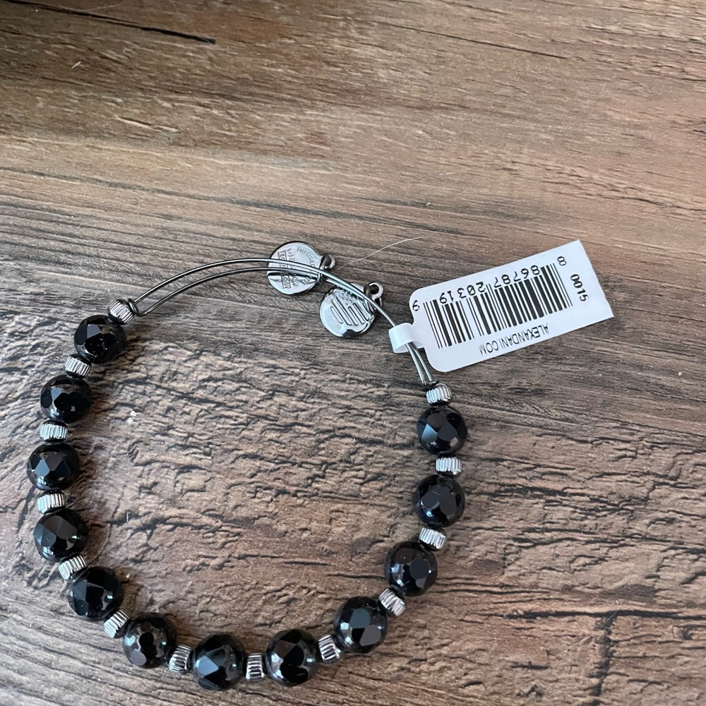 Alex and Ani Black Beaded Bracelet with Silver Accents